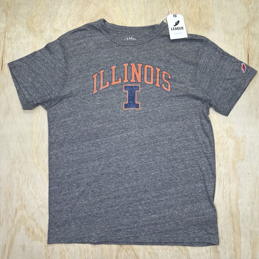 NEW Illinois Fighting Illini League 91 Brand Collegiate Wear Gray Shirt LG